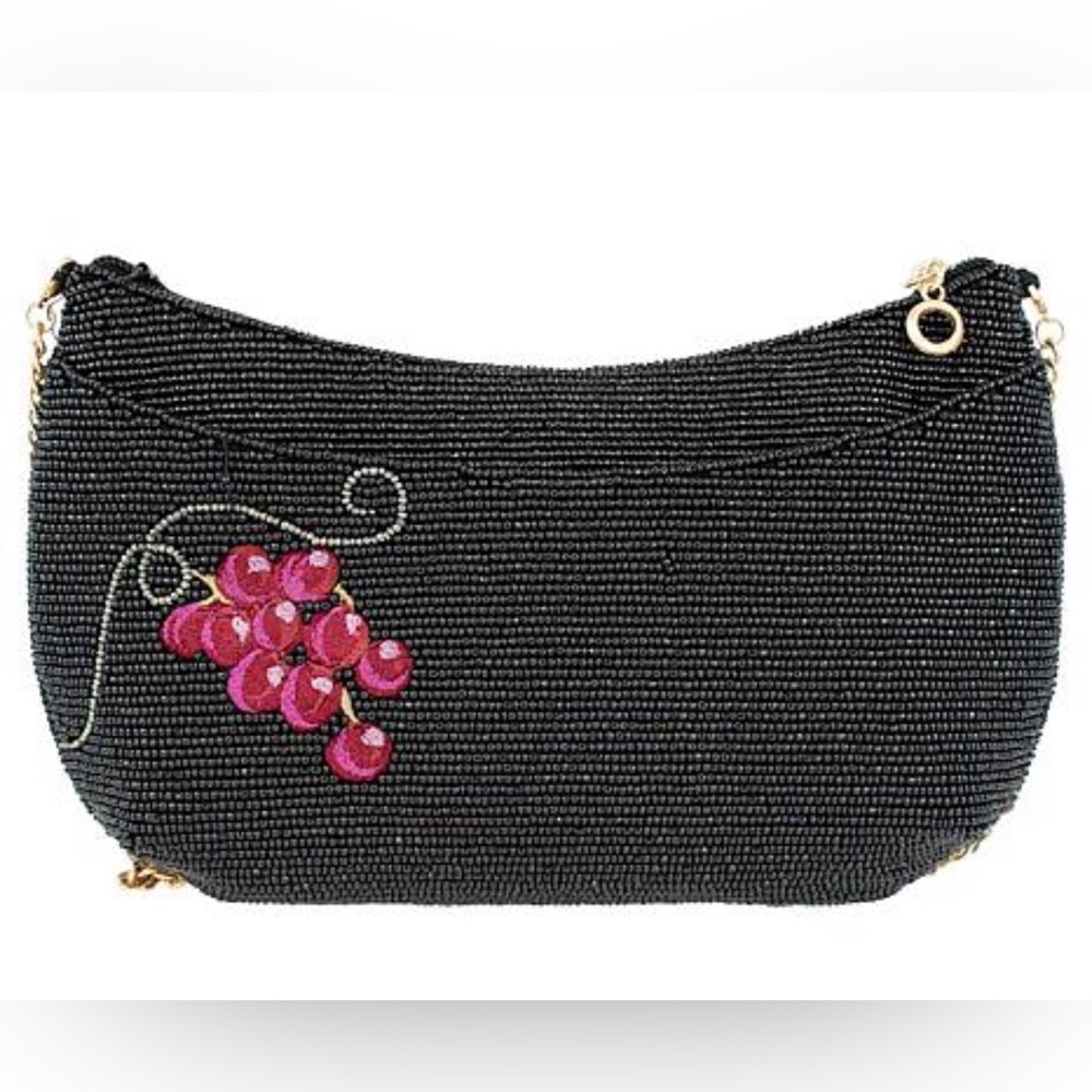 Mary Frances Black Hand-Beaded Clutch with Wine Glass Design - Picture 6 of 6